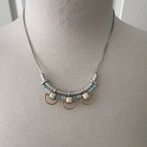 Stella and Dot Two Tone Stone and Acrylic Bead Geometric Necklace